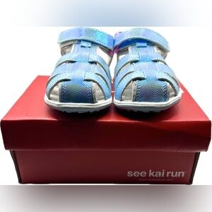 Cute See Kai Run Toddler 8-Sandal Paley ll Blue Shimmer